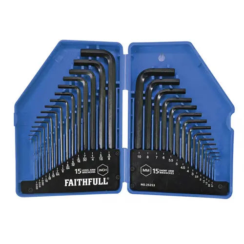 Metric/Imperial Hex Key Set, 30 Piece