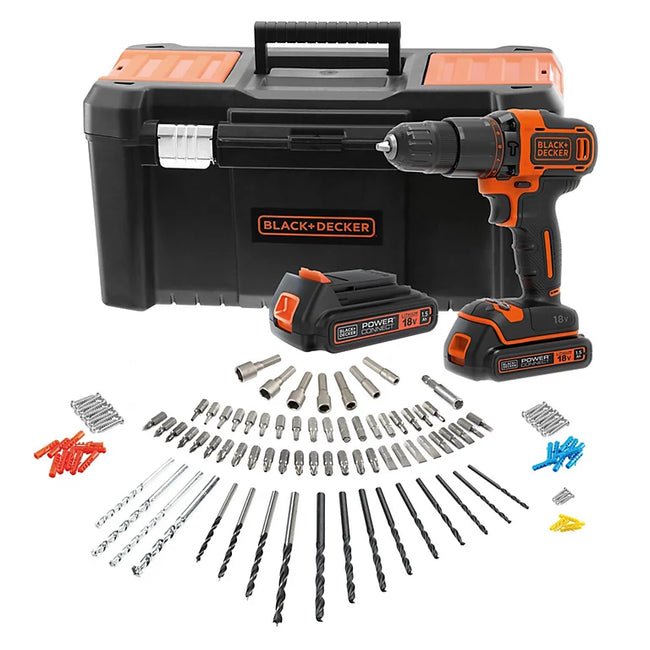 Black+Decker 18V Li-ion Brushed Cordless Combi drill & 2 x 1.5Ah