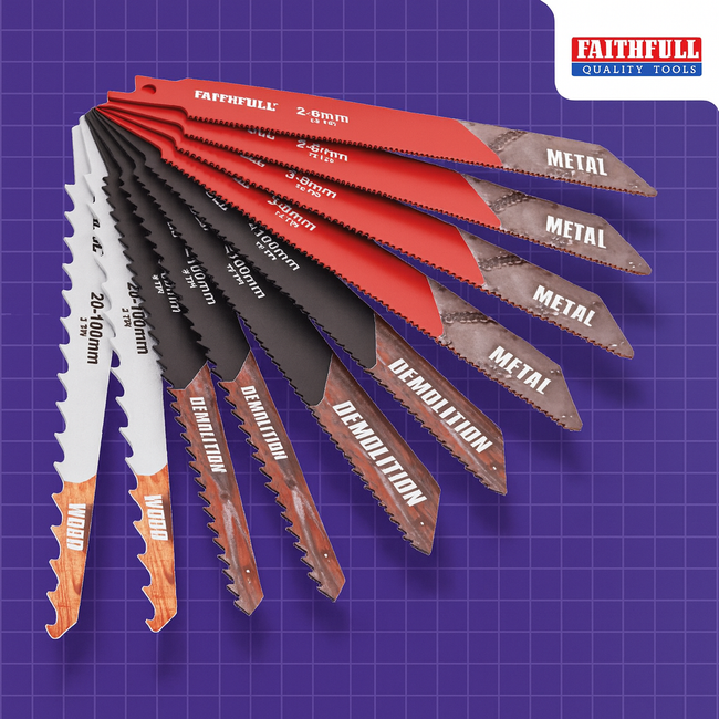 Faithfull Multi Use Recip Blade Set - 10pc