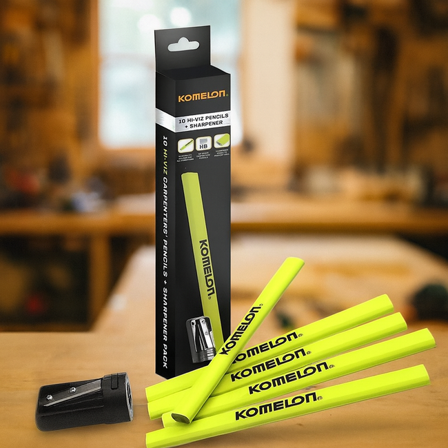 Komelon Carpenters Pencil and Sharpener Set - 11pc
