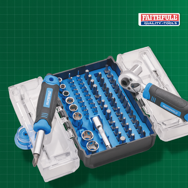 Faithfull Ratchet Screwdriver & Socket Bit Set - 78pc
