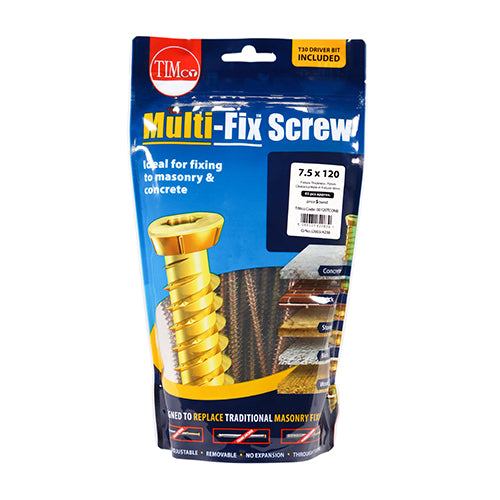 120mm x 7.5 Concrete Screws TX Head - 45pc