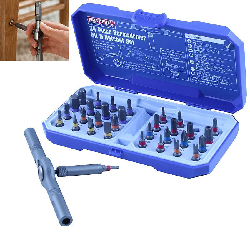 Faithfull Screwdriver Bit & Ratchet Set