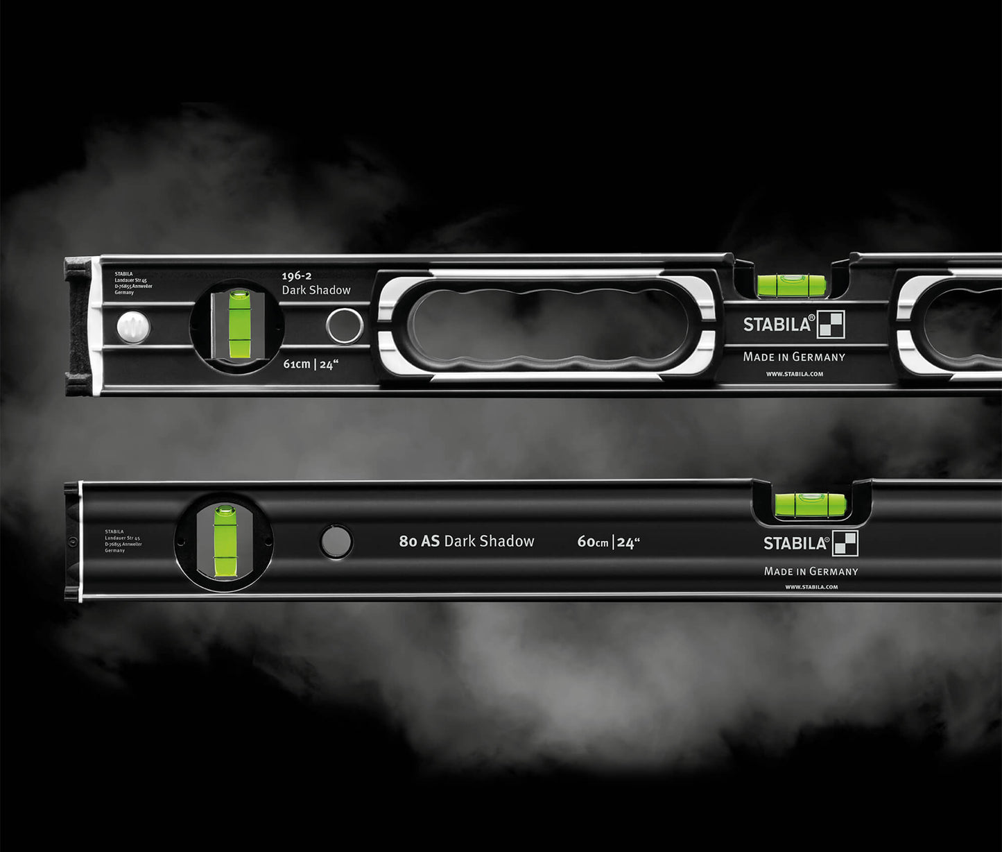 Stabila Dark Shadow Spirit Level Set – 183cm & 140cm
