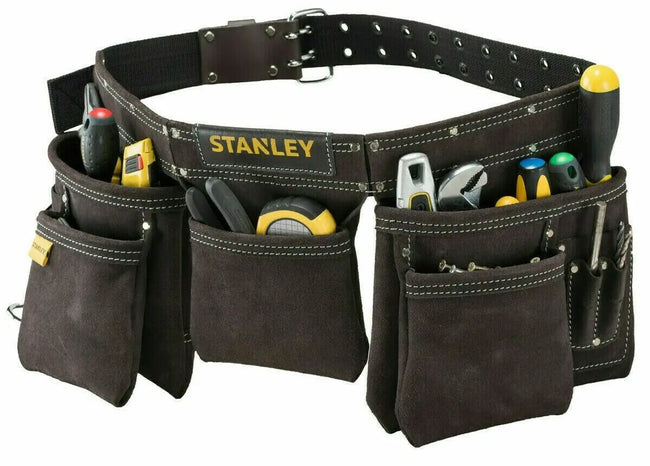 Stanley Leather Tool Apron Pouch Multiple Pockets