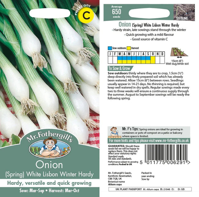 Onion (Spring) White Lisbon Winter Hardy Seeds