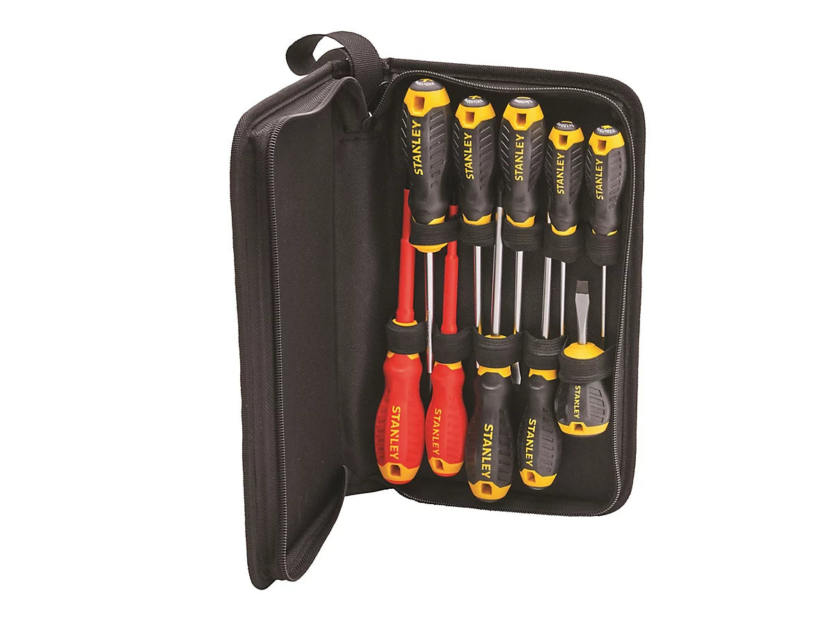 Stanley Mixed Screwdriver set + VDE Screwdrivers in Tool Wallet - 10pc