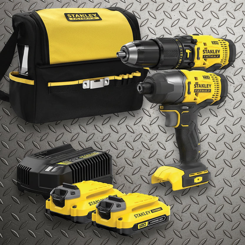 Stanley FatMax 18V Li-ion Combi drill & impact driver with 2x 2AH batteries