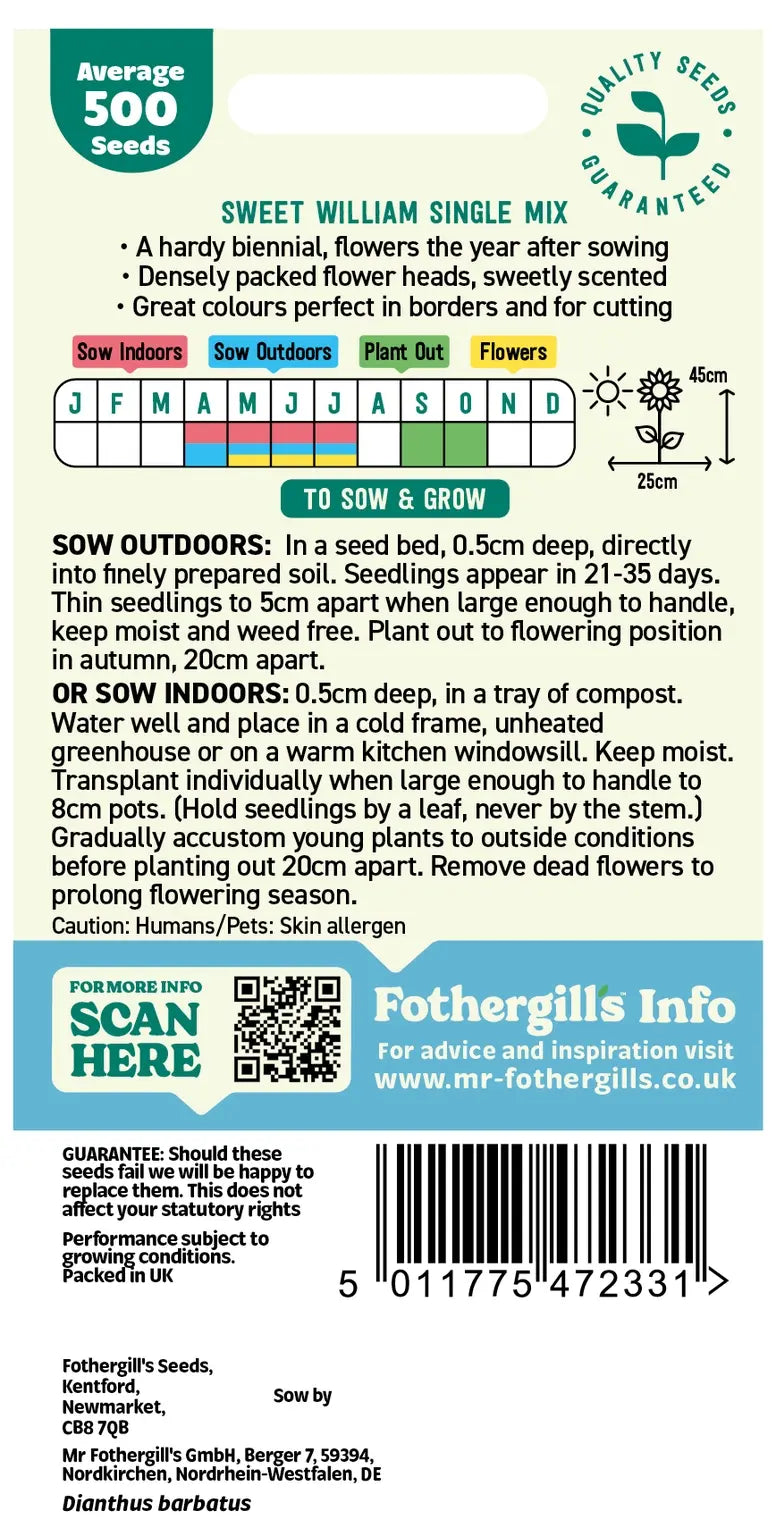Sweet William Single Mix Seeds - O'Tooles Tools