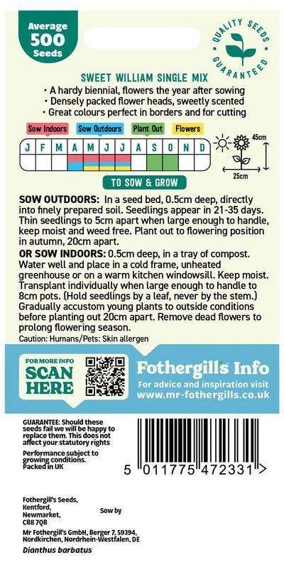 Sweet William Single Mix Seeds - O'Tooles Tools