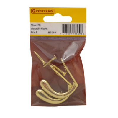 Centurion 37mm EB Die Cast Wardrobe Hooks (Pack of 2) - O'Tooles Tools