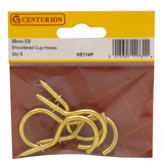 Centurion 38mm EB Shouldered Cup Hooks (Pack of 5) - O'Tooles Tools