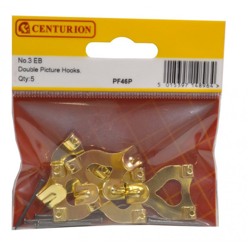 Centurion No 3 EB Double Picture Hooks (Pack of 5) - O'Tooles Tools