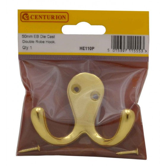 Centurion 50mm EB Die Cast Double Robe Hook - O'Tooles Tools