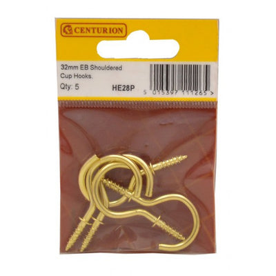 Centurion 32mm EB Shouldered Cup Hooks (Pack of 5) - O'Tooles Tools