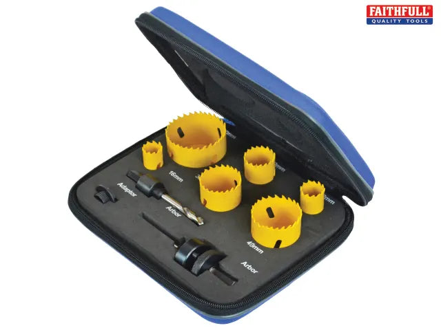 Faithfull 9 Piece Electricians Professional Holesaw Set 9 Piece 16-51mm FAIHSKE - O'Tooles Tools