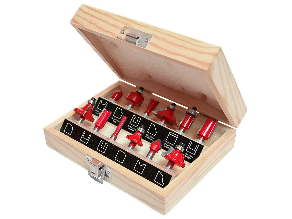 Faithfull TC Router Bit Set 12 in Case 1/4in Shank