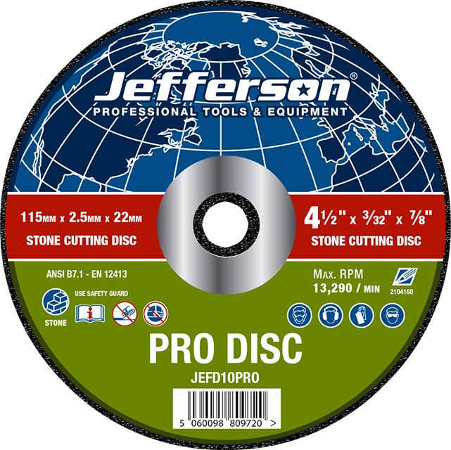 Jefferson 4.5" Stone Cutting Abrasive Disc 22mm Bore - O'Tooles Tools