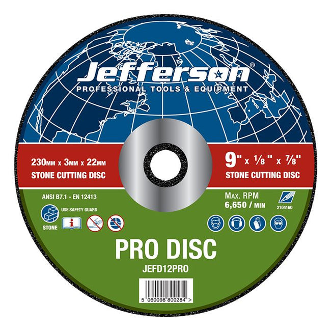 Jefferson 9" Stone Cutting Abrasive Disc 20mm Bore - O'Tooles Tools