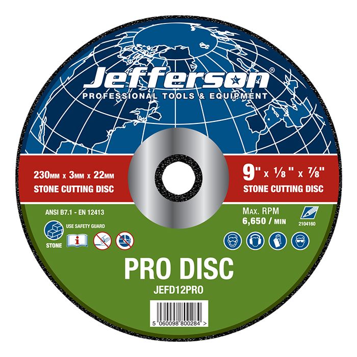 Jefferson 9" Stone Cutting Abrasive Disc 20mm Bore - O'Tooles Tools