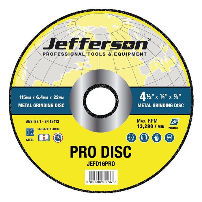 Jefferson 4.5" Metal Grinding Abrasive Disc 22mm Bore - O'Tooles Tools