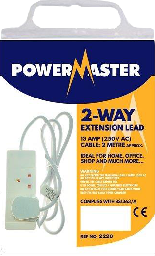 Powermaster 2 Gang 2 Meter 13Amp Extension Lead - O'Tooles Tools